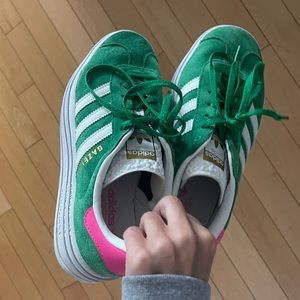Adidas | Gazelle Bold Green Lucid Pink platform